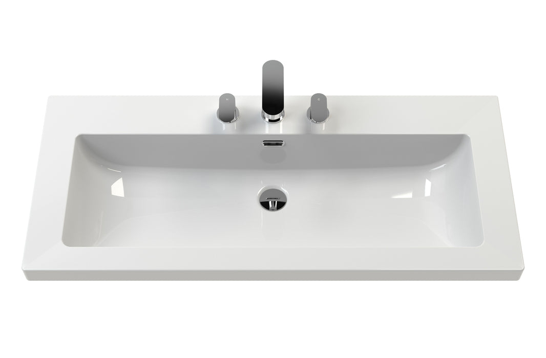 Old London 1000mm Timeless Sand 2 Door Floor Standing Vanity Unit With 3 Tap Holes Fireclay Basin