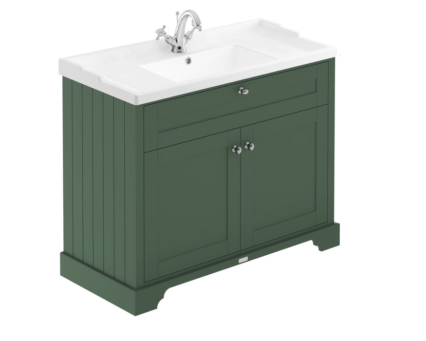 Old London 1000mm Hunter Green 2 Door Floor Standing Cabinet With 1 Tap Hole Basin