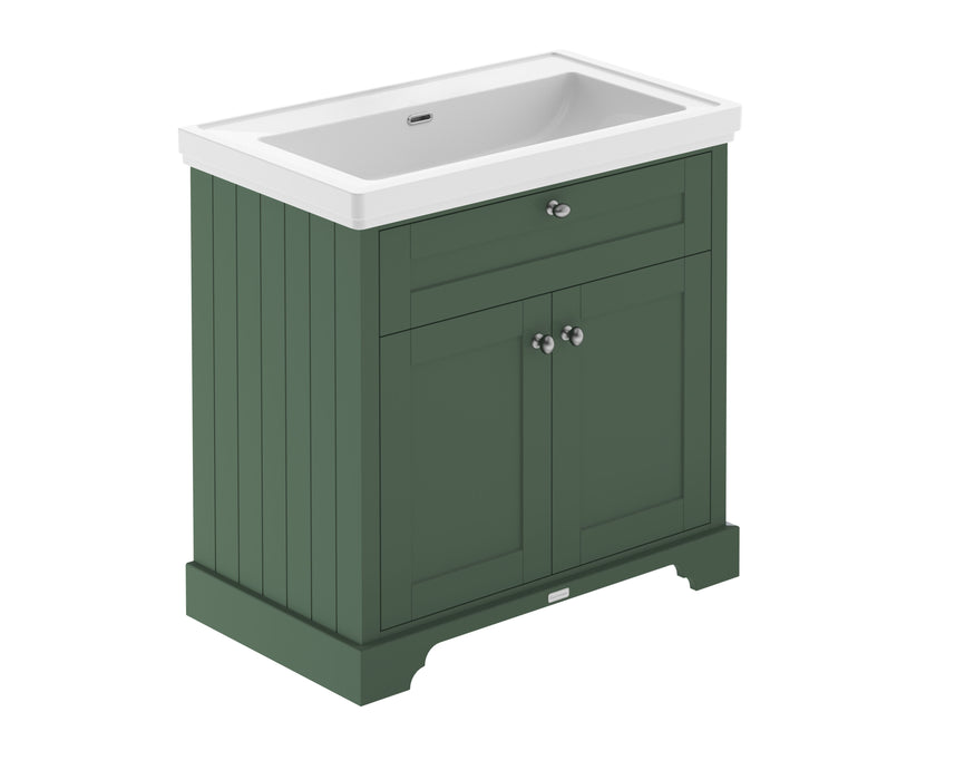 Old London 800mm Hunter Green 2 Door Floor Standing Vanity Unit With Basin