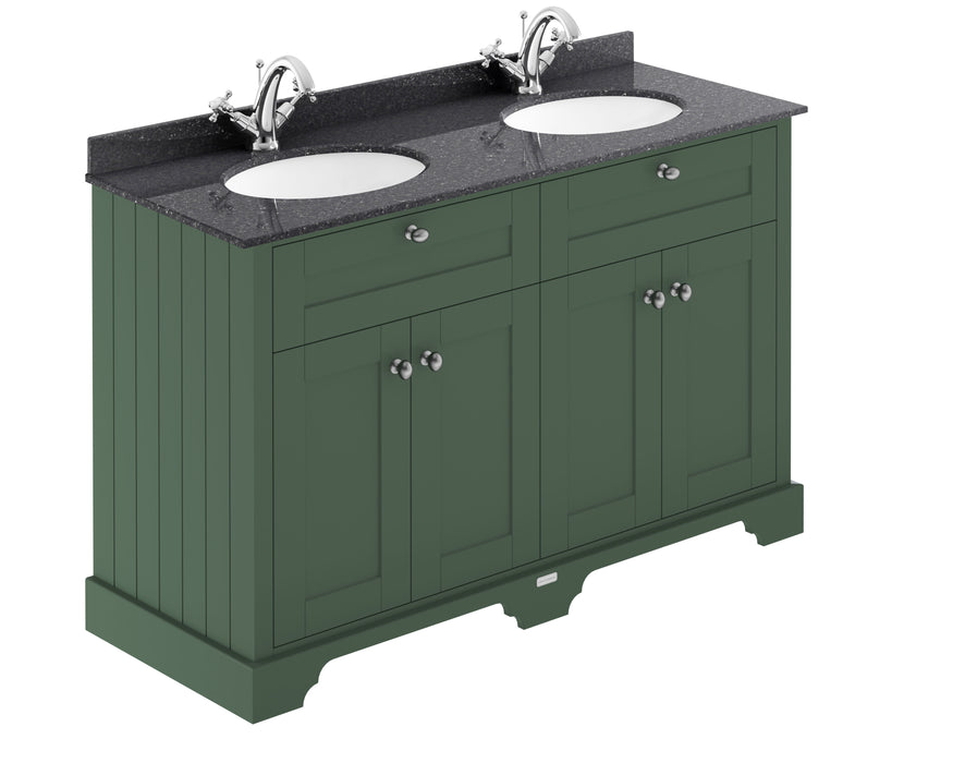 Old London 1200mm Hunter Green 4 Door Floor Standing Cabinet With Black Marble Basin