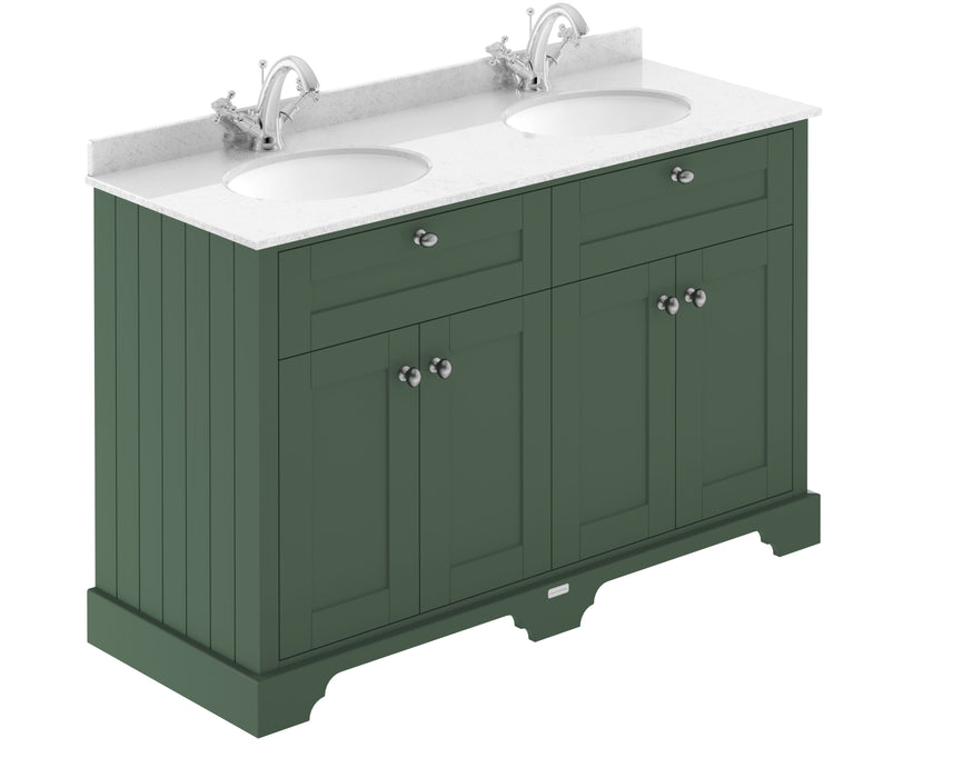 Old London 1200mm Hunter Green 4 Door Floor Standing Cabinet With White Marble Basin