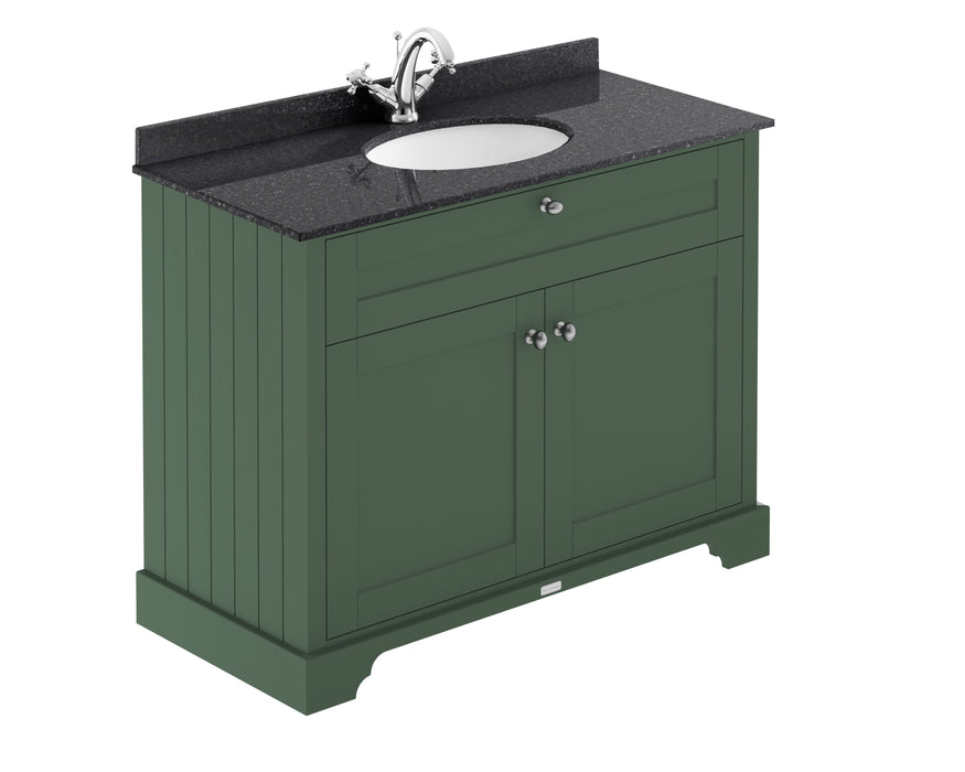 Old London 1000mm Hunter Green 2 Door Floor Standing Cabinet With 1 Tap Hole Marble Basin