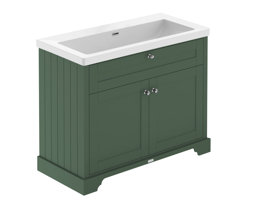 Old London 1000mm Hunter Green 2 Door Floor Standing Vanity Unit With Fireclay Basin