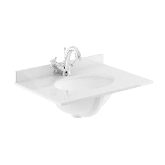 Old London 1 Tap Hole 600mm  Single Bowl Marble Top Basin