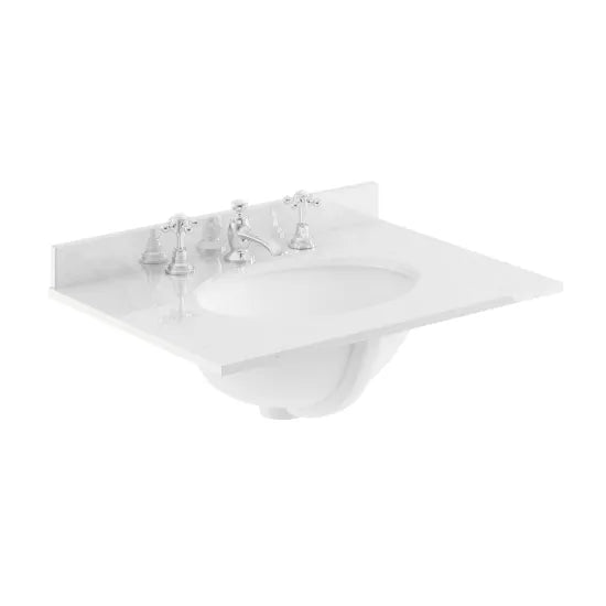 Old London 3 Tap Hole 600mm Single Bowl Marble Top Basin