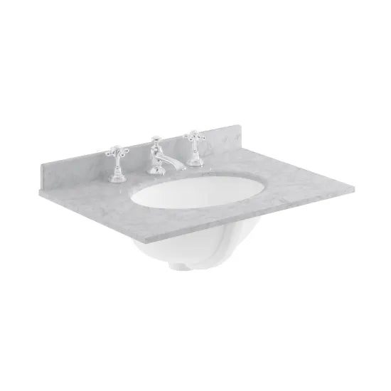Old London 3 Tap Hole 600mm Single Bowl Marble Top Basin
