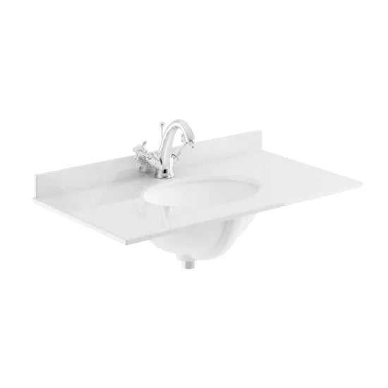 Old London 1 Tap Hole 800mm  Single Bowl Marble Top Basin