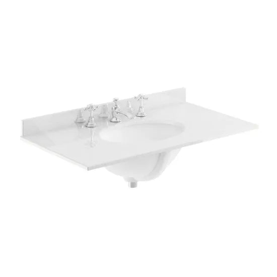 Old London 3 Tap Hole 800mm Single Bowl Marble Top Basin
