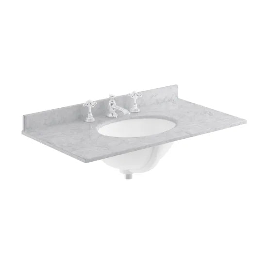 Old London 3 Tap Hole 800mm Single Bowl Marble Top Basin