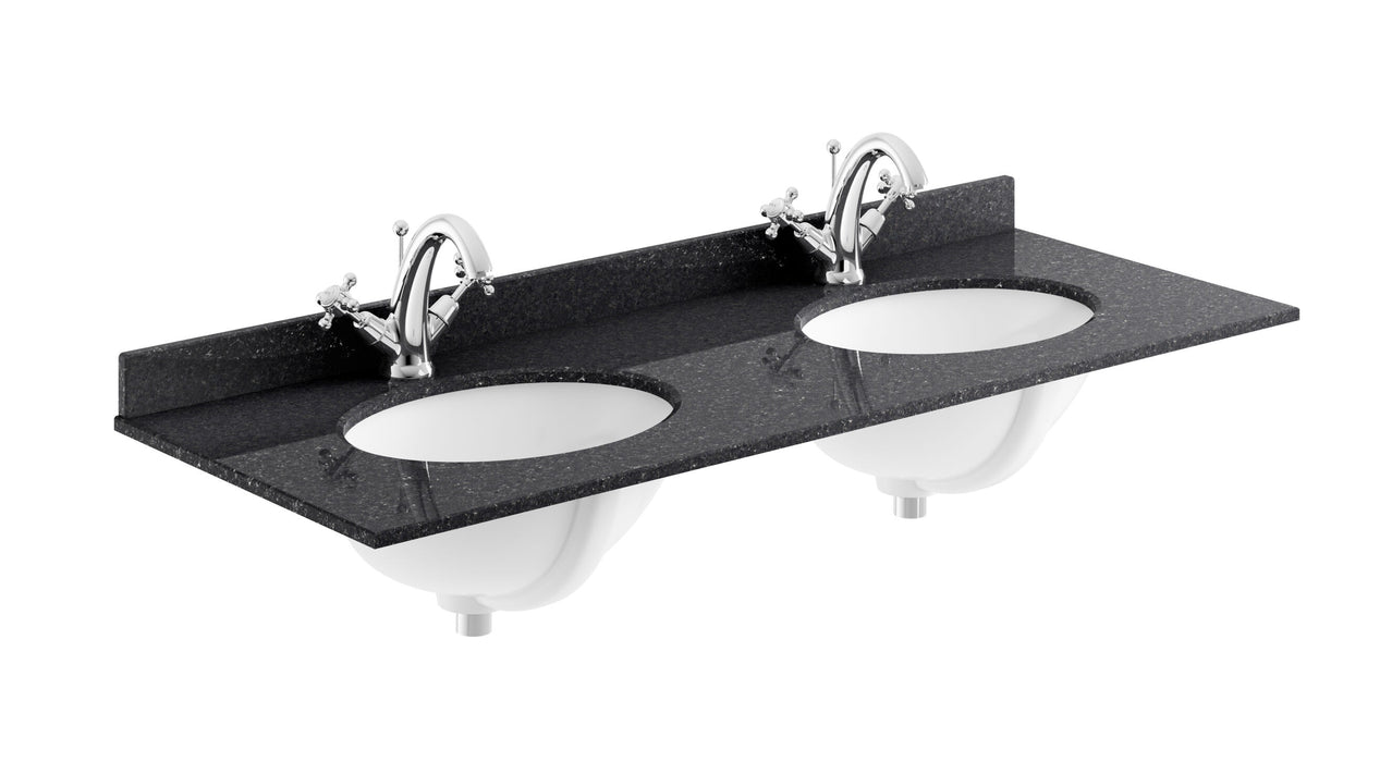 Old London 1 Tap Hole 1200mm  Double Bowl Marble Top Basin
