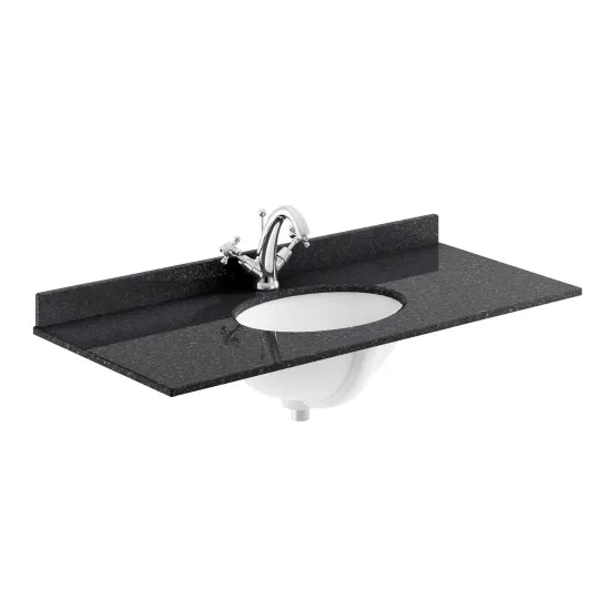 Old London 1 Tap Hole 1000mm Black Single Bowl Marble Top Basin