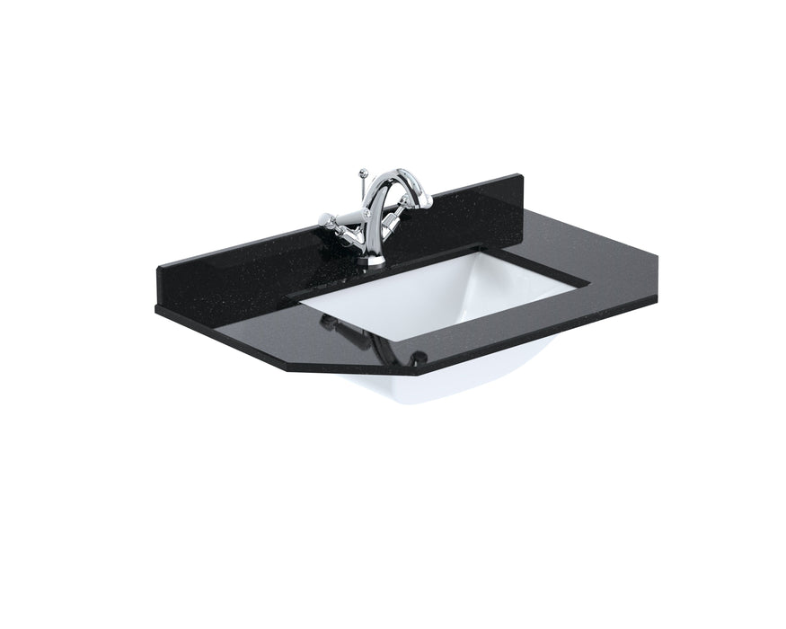 Old London 1 Tap Hole 750mm  Angled Single Bowl Marble Top Basin