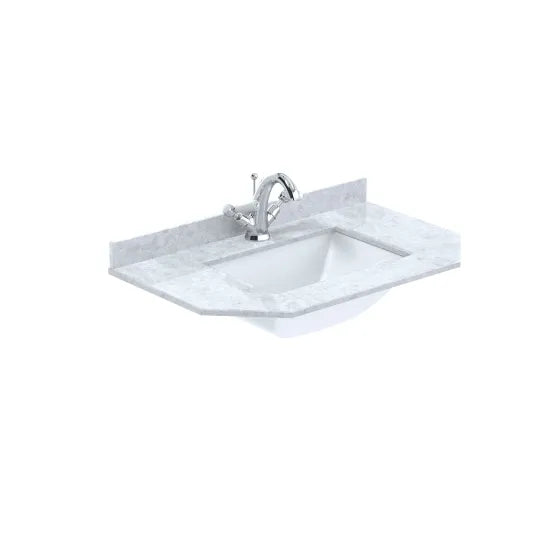 Old London 1 Tap Hole 750mm  Angled Single Bowl Marble Top Basin