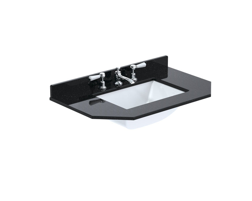 Old London 3 Tap Hole 750mm  Angled Single Bowl Marble Top Basin