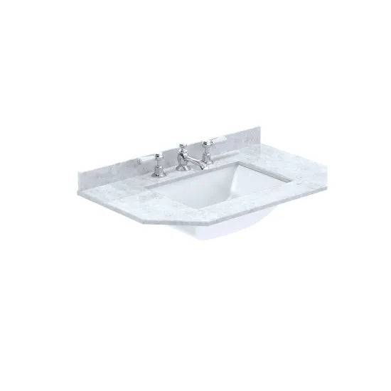 Old London 3 Tap Hole 750mm  Angled Single Bowl Marble Top Basin