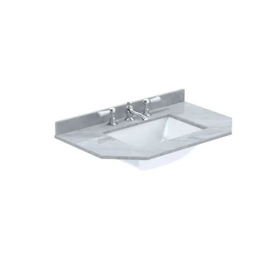 Old London 3 Tap Hole 750mm  Angled Single Bowl Marble Top Basin