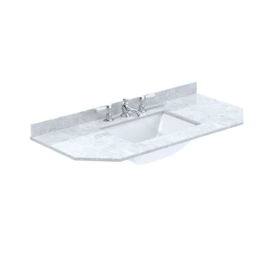 Old London 3 Tap Hole 1000mm  Angled Single Bowl Marble Top Basin