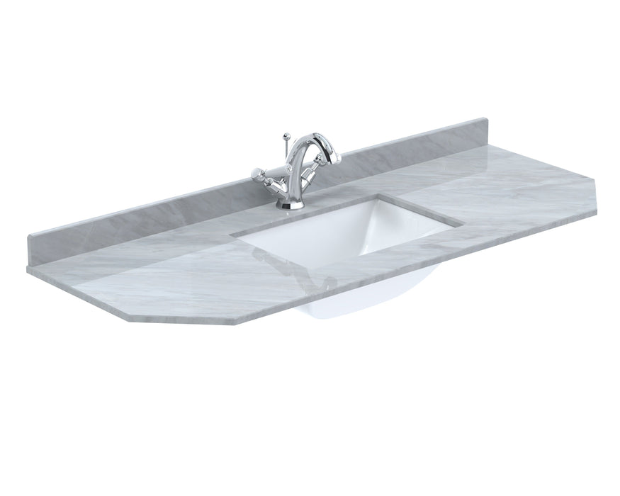 Old London 1 Tap Hole 1200mm  Angled Single Bowl Marble Top Basin