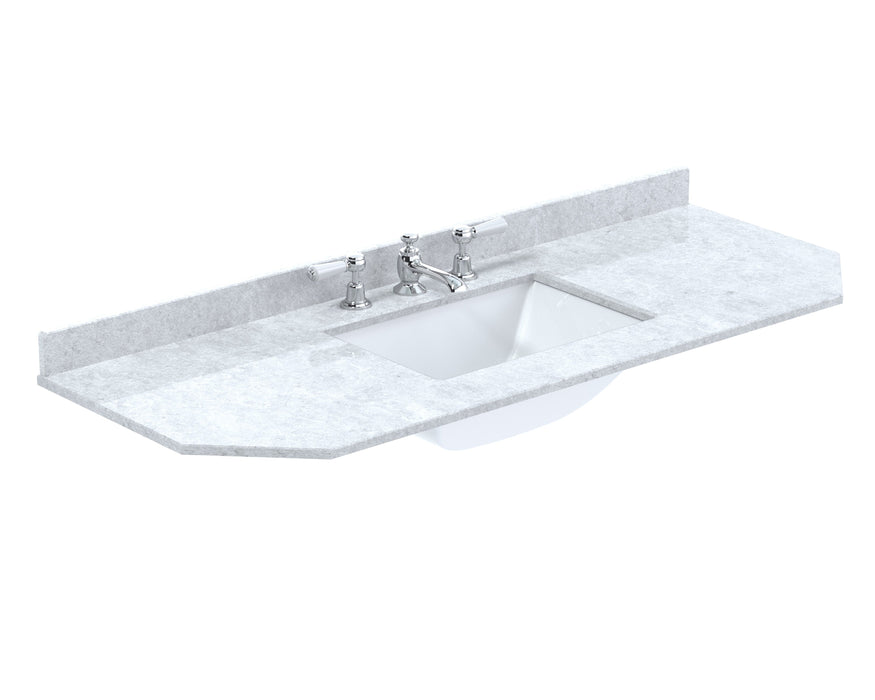 Old London 3 Tap Hole 1200mm  Angled Single Bowl Marble Top Basin