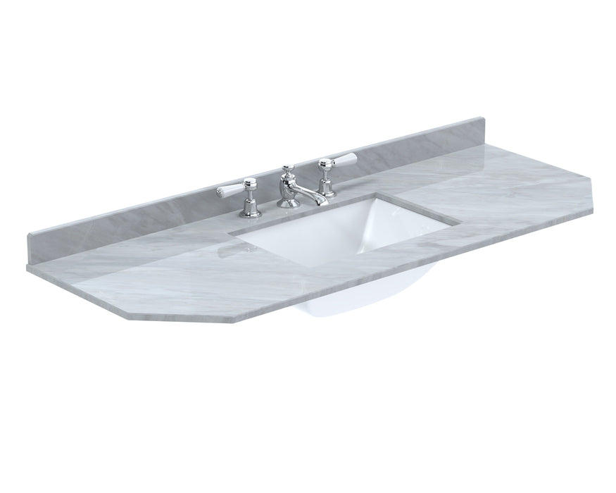Old London 3 Tap Hole 1200mm  Angled Single Bowl Marble Top Basin