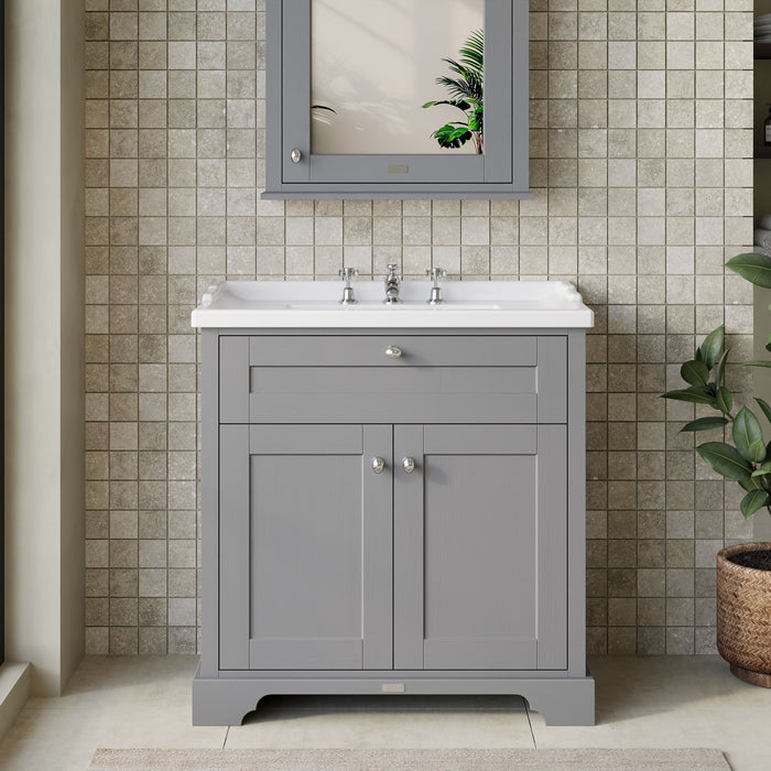 Old London 800mm Storm Grey 2 Door Floor Standing Vanity Unit