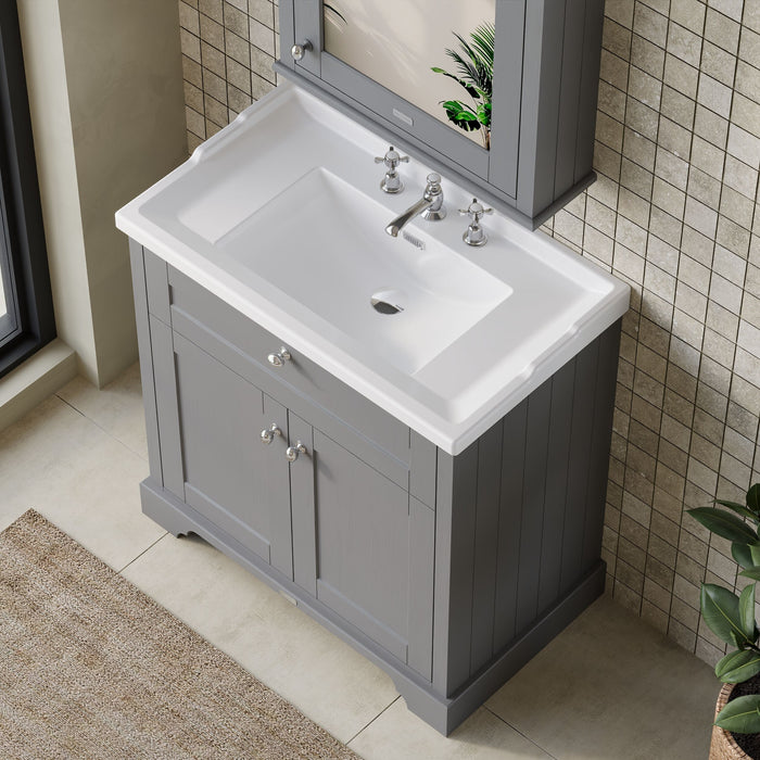 Old London 800mm Storm Grey 2 Door Floor Standing Vanity Unit