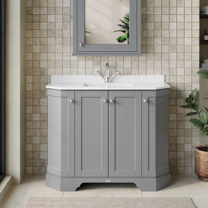 Old London 1000mm Storm Grey 4 Door Floor Standing Vanity Unit