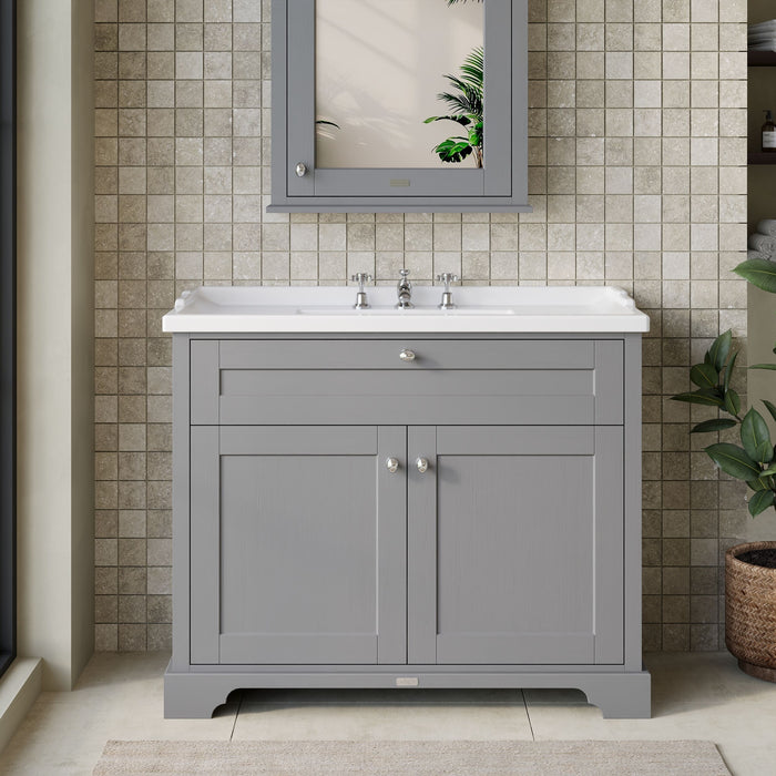 Old London 1000mm Storm Grey 2 Door Floor Standing Vanity Unit