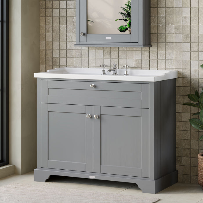Old London 1000mm Storm Grey 2 Door Floor Standing Vanity Unit