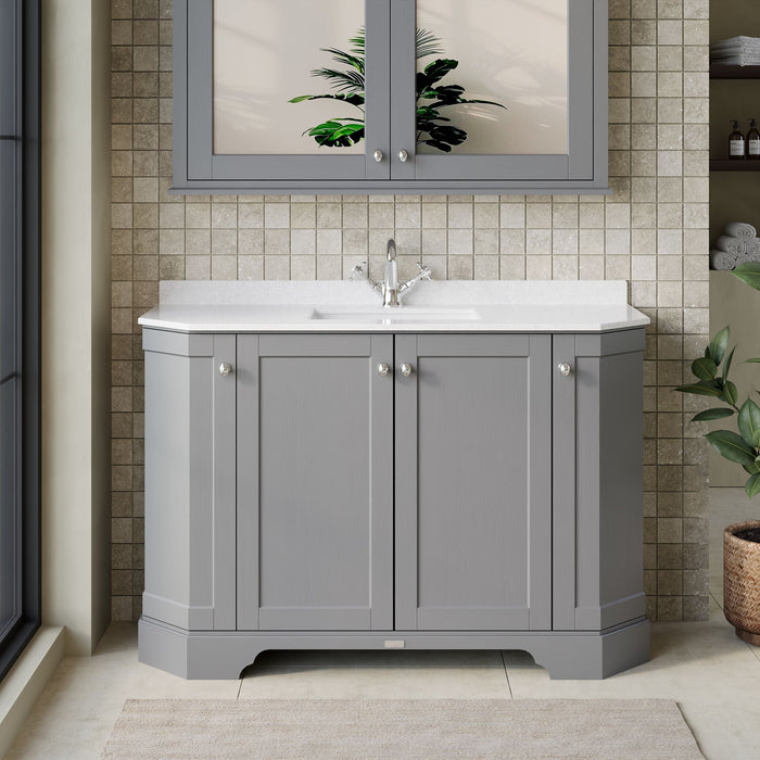 Old London 1200mm Storm Grey 4 Door Floor Standing Vanity Unit Standing Angled