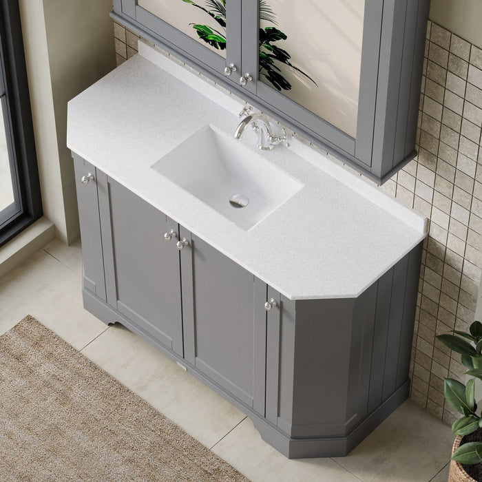 Old London 1200mm Storm Grey 4 Door Floor Standing Vanity Unit Standing Angled