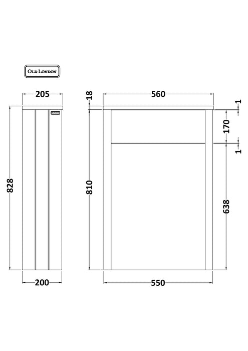 Old London 560mm Storm Grey Floor Standing WC Unit
