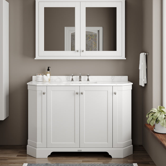 Old London 1200mm Timeless Sand 4 Door Floor Standing Vanity Unit Standing Angled