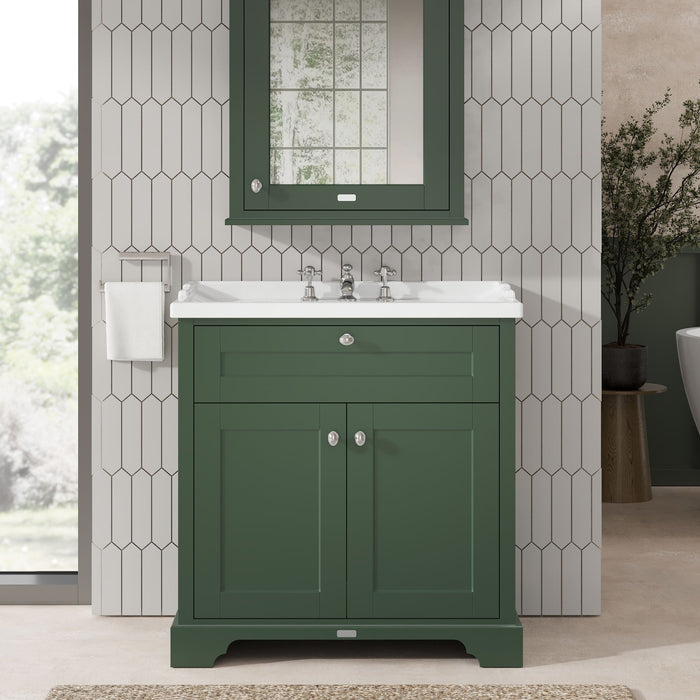 Old London 800mm Hunter Green 2 Door Floor Standing Vanity Unit