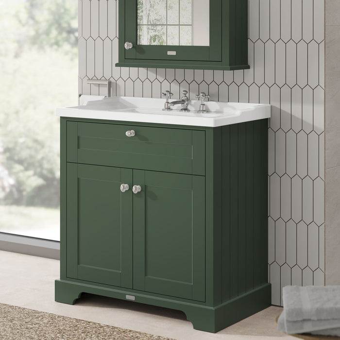 Old London 800mm Hunter Green 2 Door Floor Standing Vanity Unit