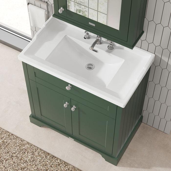 Old London 800mm Hunter Green 2 Door Floor Standing Vanity Unit