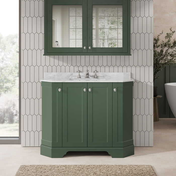 Old London 1000mm Hunter Green 2 Door Floor Standing 4 Door Vanity Unit