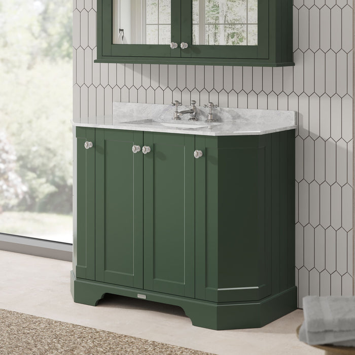 Old London 1000mm Hunter Green 2 Door Floor Standing 4 Door Vanity Unit