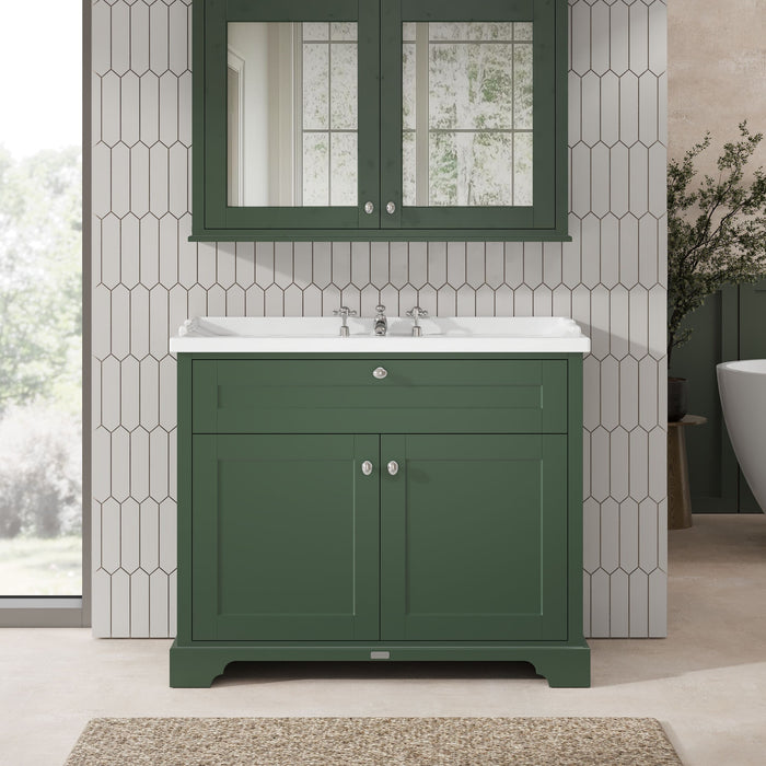 Old London 1000mm Hunter Green 2 Door Floor Standing Vanity Unit