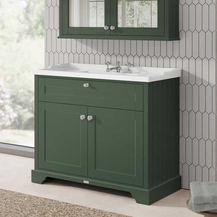 Old London 1000mm Hunter Green 2 Door Floor Standing Vanity Unit