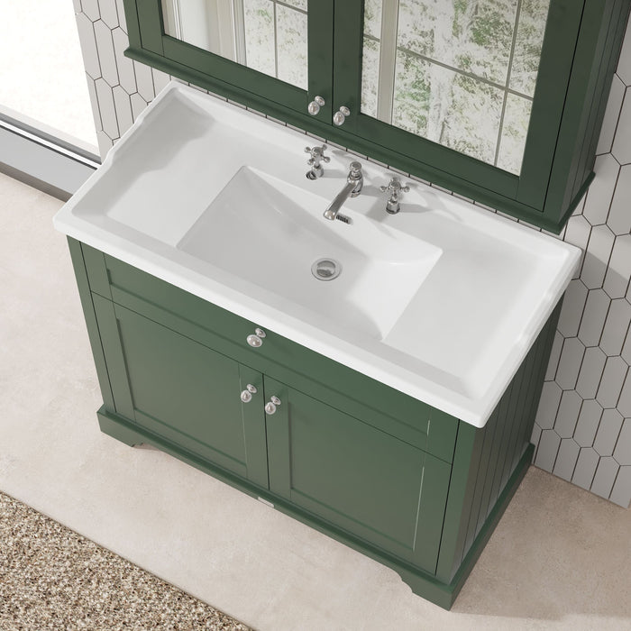 Old London 1000mm Hunter Green 2 Door Floor Standing Vanity Unit