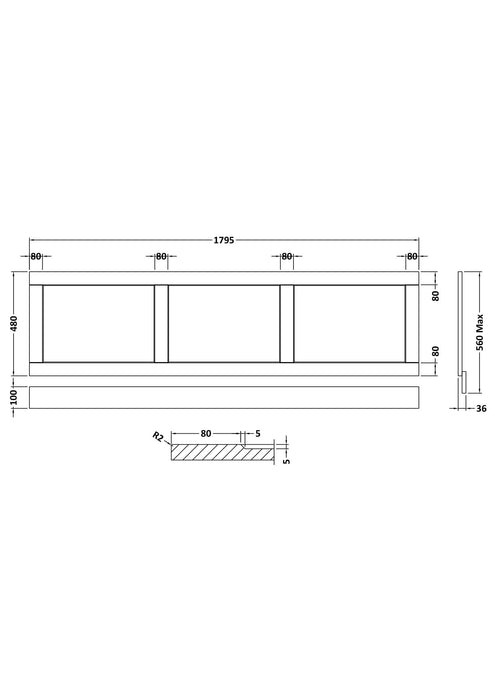 Old London 1800mm Twilight Blue MDF Vinyl Straight Front Bath Panel