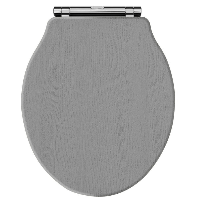 Old London Chancery Storm Grey Round Soft Close Traditional Toilet Seat With Top Fix Hinge