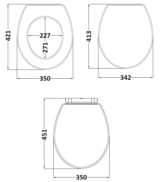 Old London Richmond Storm Grey Round Soft Close Traditional Toilet Seat With Top Fix Hinge