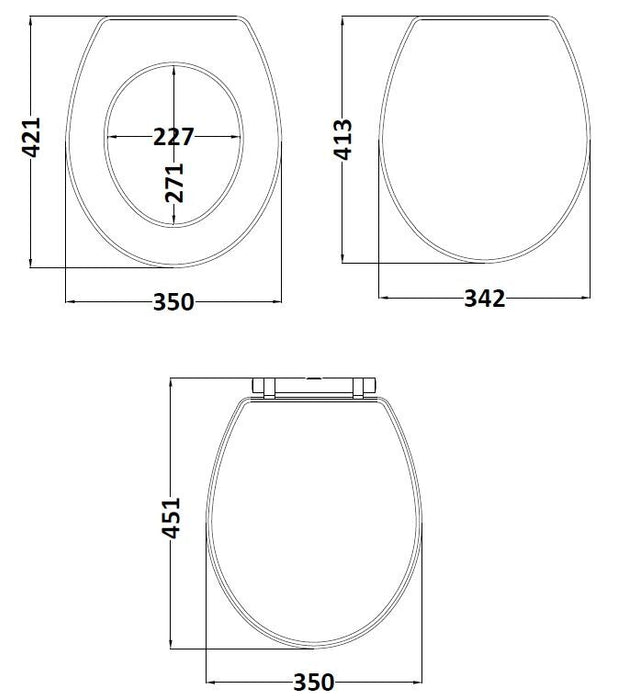 Old London Richmond Storm Grey Round Soft Close Traditional Toilet Seat With Top Fix Hinge