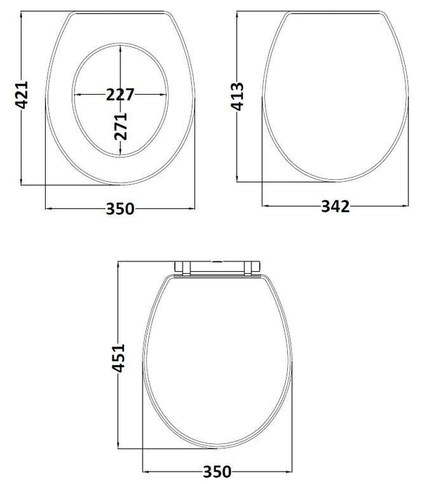 Old London Richmond Twilight Blue Round Soft Close Traditional Toilet Seat With Top Fix Hinge