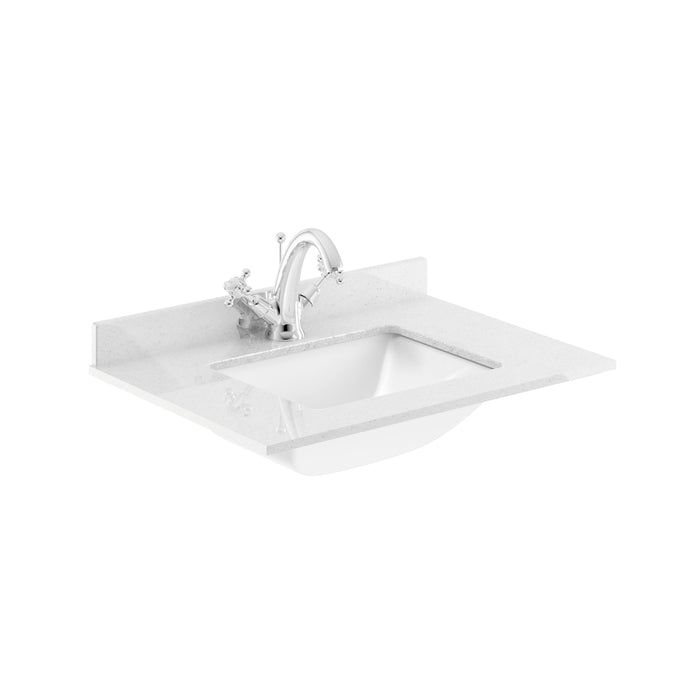 1 Tap Hole 600mm White Single Square Bowl Marble Worktop Basin