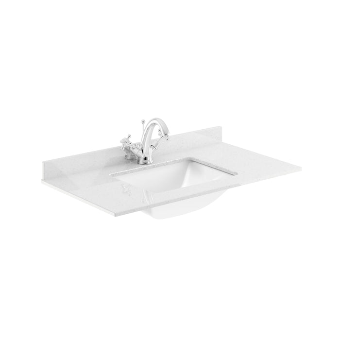 1 Tap Hole 800mm White Single Square Bowl Marble Worktop Basin