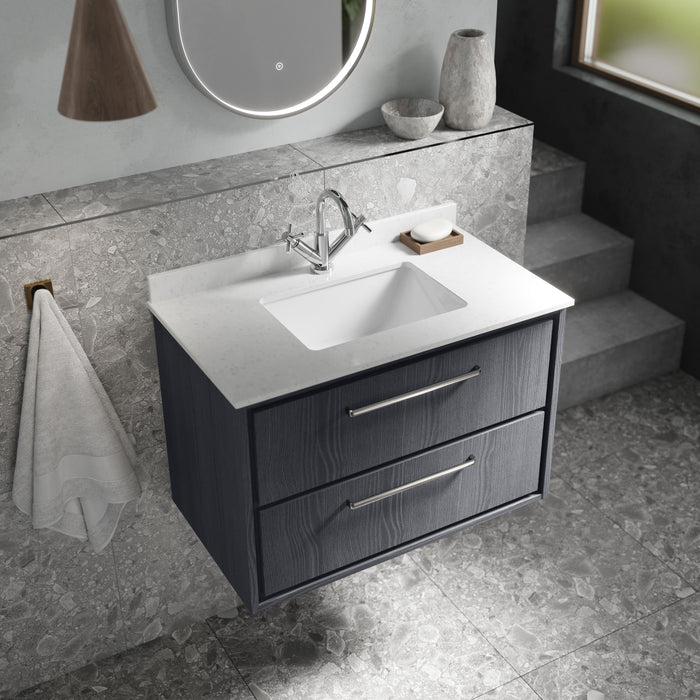1 Tap Hole 800mm White Single Square Bowl Marble Worktop Basin