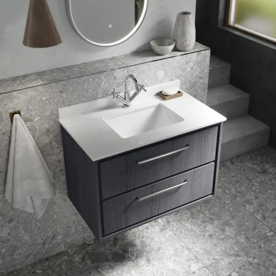 800mm Wall Hung Single Drawer Unit & Marble Worktop w Basin(Drawer, Unit or Set)